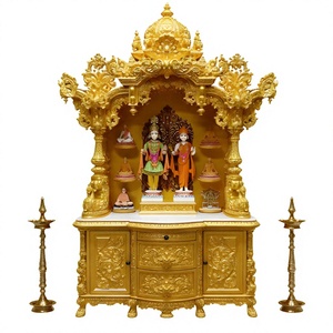 หิ้งบูชาไม้สักทรงสมัยใหม่สำหรับบ้าน  หิ้งบูชาพระสวามีนารายณ์แกะสลักด้วยมือ  หิ้งบูชาไม้ดีไซน์สวยงาม - Product Image 4