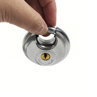 Cadenas robuste rond en acier inoxydable 304 de 60 mm avec 2 clés en laiton, à levier unique, pour extérieur, entrepôt, porte de placard, sécurité