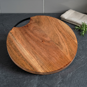 Planche à découper rectangulaire pliable en bois d'acacia naturel, résistante au lave-vaisselle, pour le pain, le fromage, les légumes, le poulet, les fruits, avec poignée - Product Image 3