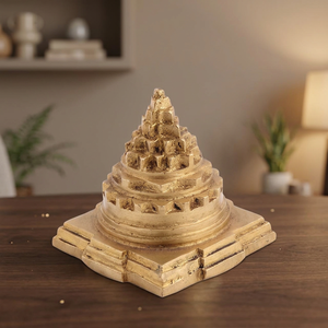 Sculptures Artisanales Traditionnelles Indiennes en Laiton Doré Meru Laxmi Shree Yantra, Figurines, Statues, Décoration d'Intérieur, Articles Cadeaux, Anti-rouille, Taille Unique - Product Image 3