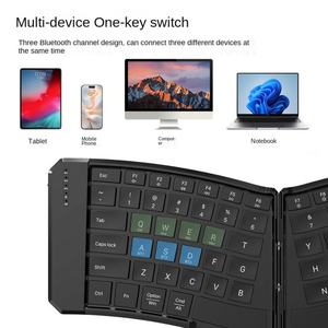 JOMAA Ergonomic Foldable Leather <b>Keyboard</b> Lightweight and Portable <b>Keyboard</b> and Mouse Combo Compatible With Multi System - Product Image 3