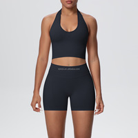 Ensemble de yoga taille haute grande taille pour femme, séchage rapide, respirant, écologique, pour entraînement sportif, gym, soutien-gorge de sport, short, 4 pièces sans couture