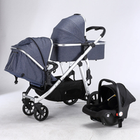 Poussette de bébé réglable de voyage en plein air multifonctionnelle pliable en aluminium poussette double pour bébé