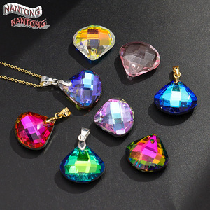Nantong Pear Cut Crystal Glass Pendant <b>Beads</b> Single Hole For Jewelry Making DIY Accessories - Product Image 2