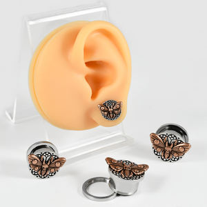 Venta al por mayor gótico cuerpo joyería Acero inoxidable Punk esqueleto serpiente fantasma búho oreja medidores enchufe lóbulo expansor camilla para fiesta - Product Image 3