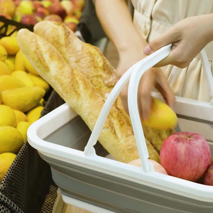 Panier à pique-nique pliable multifonction en silicone Panier de rangement pliable avec poignées portables pour le <span class=keywords><strong>camping</strong></span> en plein air et la blanchisserie à domicile - Product Image 5
