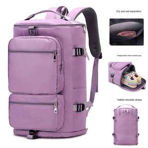 Nueva <span class=keywords><strong>mochila</strong></span> de lona de gimnasio de gran capacidad impermeable Unisex para hombres y mujeres, equipaje de <span class=keywords><strong>cabina</strong></span> de moda, bolsa de lona de viaje para senderismo - Product Image 2