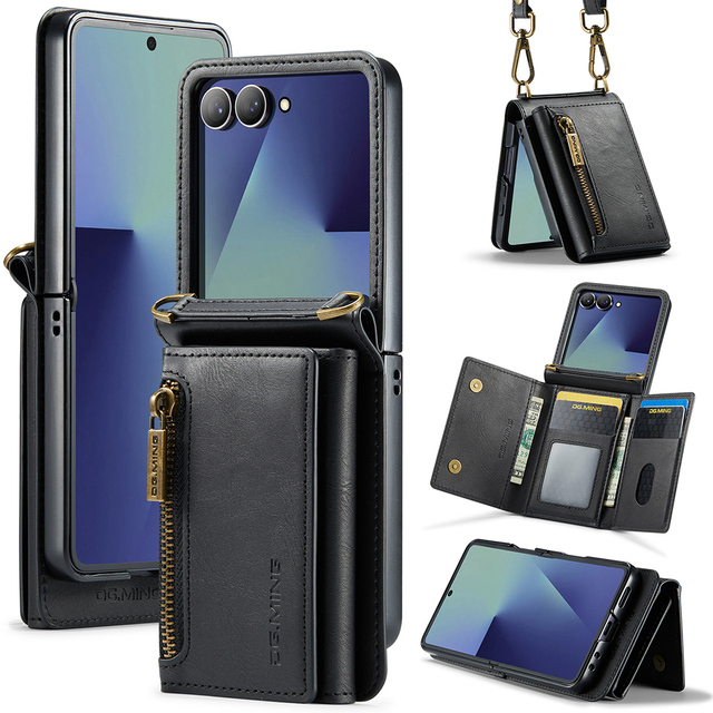 PU Leather Cross-body Purse Phone Case Magnetic Detachable Card Wallet Phone Case for Samsung Galaxy Z Flip 7