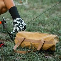 Sac de rangement portable cylindrique pour accessoires de camping, pochette de transport pour piquets de tente, cordes d'ancrage et outils pour le camping en extérieur