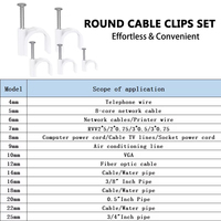 Clip de câble en forme de C JIAF Blanc 4mm-25mm PE & Haute teneur en carbone pour la gestion des câbles électriques à domicile, au bureau et au mur