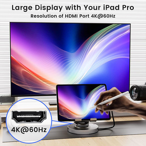Soporte para tableta de 360 grados y soporte para computadora portátil con USB C Hub PD Estación de acoplamiento de TV 2. 2 4K 60Hz para <span class=keywords><strong>iPad</strong></span> Pro 13 2023 en stock - Product Image 4