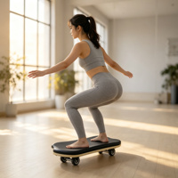 Rouleau d'exercice Pilates Orbit en bois durable avec surface rembourrée en cuir microfibre - Planche multifonctionnelle rembourrée