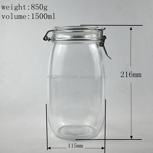 Bocal scellé en verre de 1500ML Bouteille de nourriture Miel Citron <span class=keywords><strong>Passion</strong></span> Fruit Bouteille Pot de cornichon recouvert d'un petit pot de stockage domestique - Product Image 2