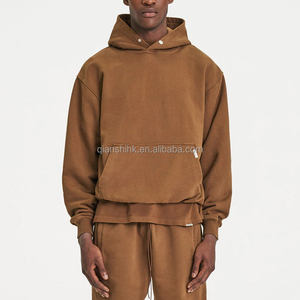 Sweats à capuche courts unisexe épais polaire sweats à capuche Streetwear 100% coton 500 Gsm français Terry sweats à capuche lourds hommes de haute qualité - Product Image 2