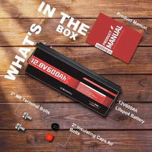 Batería de Litio LiFePO4 de 12.8V 600Ah con BMS, Más de 10000 Ciclos Profundos, Batería de Litio-Hierro de 7200Wh para Sistemas Solares de Autocaravanas, Camping Fuera de la Red - Product Image 1