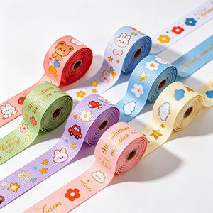 Ruban gros-grain personnalisé à double face avec des personnages d'animaux kawaii pour les fournitures de fête d'anniversaire des enfants, pour les boîtes cadeaux et les sacs de bonbons - Product Image 3