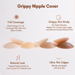 Bas prix Silicone Non adhésif température corporelle réutilisable auto-adhésif adulte Silicone poitrine 8-13cm couverture de mamelon sans colle - Product Image 2