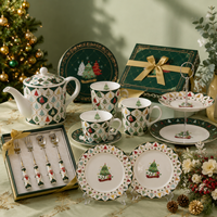 Ensemble de tasses à café, thé et lait en céramique avec motif de sapin de Noël, pour cadeaux de Noël et fêtes saisonnières