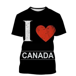 מוצר חדש קנדה יום לאומי טורונטו עלה מייפל חולצת טריקו הדפסה דיגיטלית תלת מימדית גברים נשים מזדמנים צוואר עגול שרוול קצר