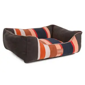 Pet Bed Premium Bedding Bolster with Inner Cushion Dog Bed Soft Velvet Stripe Color Beds