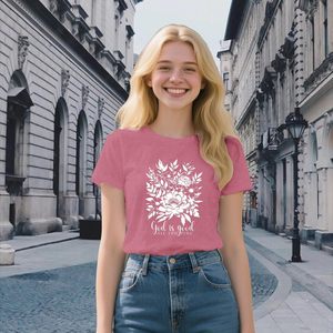 Camiseta sin mangas <span class=keywords><strong>para</strong></span> <span class=keywords><strong>mujer</strong></span> con estampado floral y versículo bíblico de Dios es bueno, diseño cristiano y adorable - Product Image 4