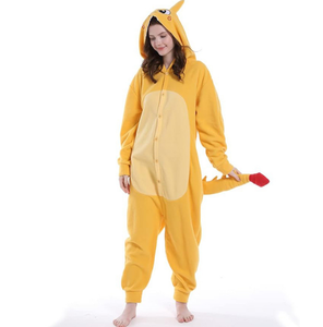 <span class=keywords><strong>Pigiama</strong></span> Intero da Donna di Alta Qualità a Forma di Dinosauro Giallo Invernale Carino Animale Tinta Unita in Maglia Flanella Maniche Lunghe Vita Alta Morbido - Product Image 3