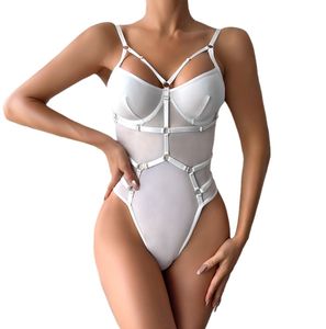 热卖女式性感紧身衣新款瘦身连身衣镂空吊带内衣套装纯色钩编内衣 - Product Image 1