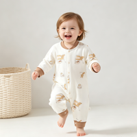 Combinaison pour bébé à manches longues avec boutons sur le devant, en coton doux, imprimé intégral, combinaison une pièce pour bébés garçons et filles