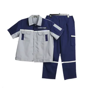 Overalls Workwear 100 Cotton Wholesale Construction Workwear Coverall Navy Dark Blue Reflective worker clothes