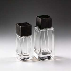 Flacons de parfum carrés transparents à paroi épaisse anti-fuite avec bouchons noirs 50ml 100ml pour le stockage de parfums Luxe Vente en gros Unique - Product Image 4