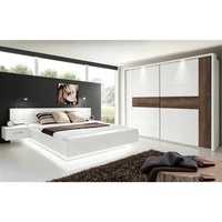 Ensemble de meubles de chambre à coucher en mélamine Vila pour maison moderne, comprenant un lit double rembourré, une armoire, une table de chevet et une coiffeuse
