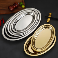 Luxuriöses Goldenes Ovales Edelstahl-Tablett Dekorative Servierplatte für Restaurant Hochzeit Heim Tischdekoration