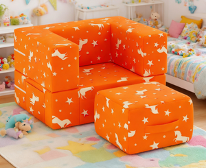 Canapé-lit pliable coloré en mousse compressée pour enfants et bébés, idéal pour le salon - Product Image 1