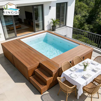 Piscine hors sol en bois pour enfants, jacuzzi spa en fibre de verre pour jardin, petit bain à remous, piscine avec canapé