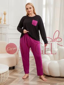 KISS ME ANGEL plus-size camicia <span class=keywords><strong>da</strong></span> <span class=keywords><strong>notte</strong></span> <span class=keywords><strong>da</strong></span> donna grassa autunno e inverno tinta unita manica lunga girocollo per la casa - Product Image 4