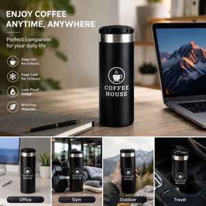 Custom 350ml 500ml Reusable Coffee Cup Tea Insulated Tumbler Drinks 12oz 16oz Straight Bottle Stainless Steel Vacuum Travel Mug - Product Image 4