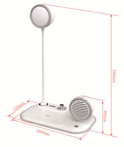 Lampe de bureau rétro alimentée par GaN avec chargeur sans fil, haut-parleur Bluetooth et réveil, LED protectrice des yeux, port Type-C pour <span class=keywords><strong>iPhone</strong></span> et Android - Product Image 2