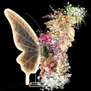 Hochzeitsdekoration Schmetterling-Hintergrundwand Wegweiser Silberner Stoff Szenenlayout-Requisiten zur Dekoration - Product Image 1