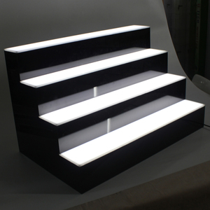 4 Steps Acrylic White LED Lighted Liquor Bottle Display Rack Lucite Led Wine Bottle <strong>Drinks</strong> <strong>Shelf</strong> for bar - Product Image 6