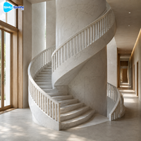 Balustrade d'escalier en spirale en marbre blanc, durable, en pierre sculptée à la main, pour villa, manoir, hôtel, décoration intérieure et extérieure