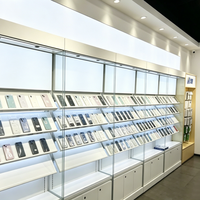 Vitrine d'exposition pour téléphones portables avec éclairage LED blanc, présentoir mural pour accessoires de téléphonie mobile pour magasin de détail numérique