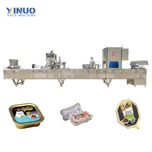 Yijianuo Stainless Steel Fast Food Tray Sealer Aluminum Foil Cup Sealing Machine For Pet Cat Food