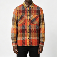 Kemeja Jaket Cargo Pria Warna-Warni Motif Kotak-Kotak Lengan Panjang Kancing Depan Bahan Bernapas Ramah Lingkungan Model Longgar Kasual Vintage ODMOEM
