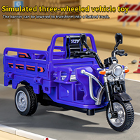 Tricycle en plastique simulé de moto à trois roues, véhicule de transport, modèle de voiture moulé sous pression pour véhicules jouets pour garçons