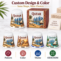 Doigtier en céramique souvenir du Qatar Doha avec motif islamique oryx arabe du désert, vente en gros, objets de collection, doigtsiers de couture