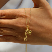 Laiton MAMA Collier Femmes Plaqué Or Lisse Pied Charmes Lien Chaîne Populaire Mode Collier