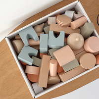 Çocuk Oyuncakları Ahşap Kale Yapı Taşları Seti, İskandinav Pastel Oyun Evi İstifleme Oyuncağı, Montessori Yaratıcı Yapım Oyuncağı CE CPC