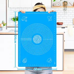 Meilleures ventes 64*45 cm tapis de cuisson en silicone personnalisé antiadhésif flexible pour rouler la pâtisserie avec des mesures