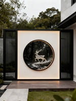 Paravent décoratif en alliage d'aluminium et acier inoxydable, gravé motif cerf, étanche, lumineux, fait main, design contemporain