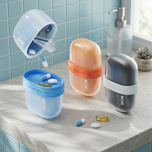 Organisateur de pilules hebdomadaire, grande boîte à pilules en plastique avec 4 compartiments, matériau PC+PP+Silicone - Product Image 2